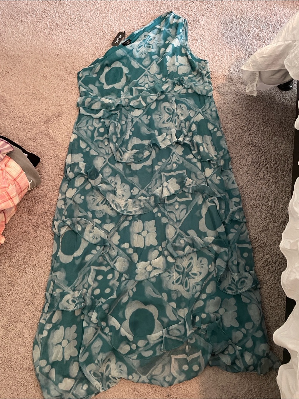 Women’s Teal Floral Ruffle Maxi Dress